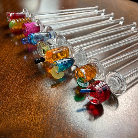 Happy Hour Swizzle Sticks, Miniature Cocktail tops fun party barware, Bartending - Picture 2 of 9